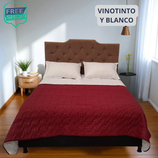 Colcha Española Termosellada Doble Faz Unicolor + Fundas Premium