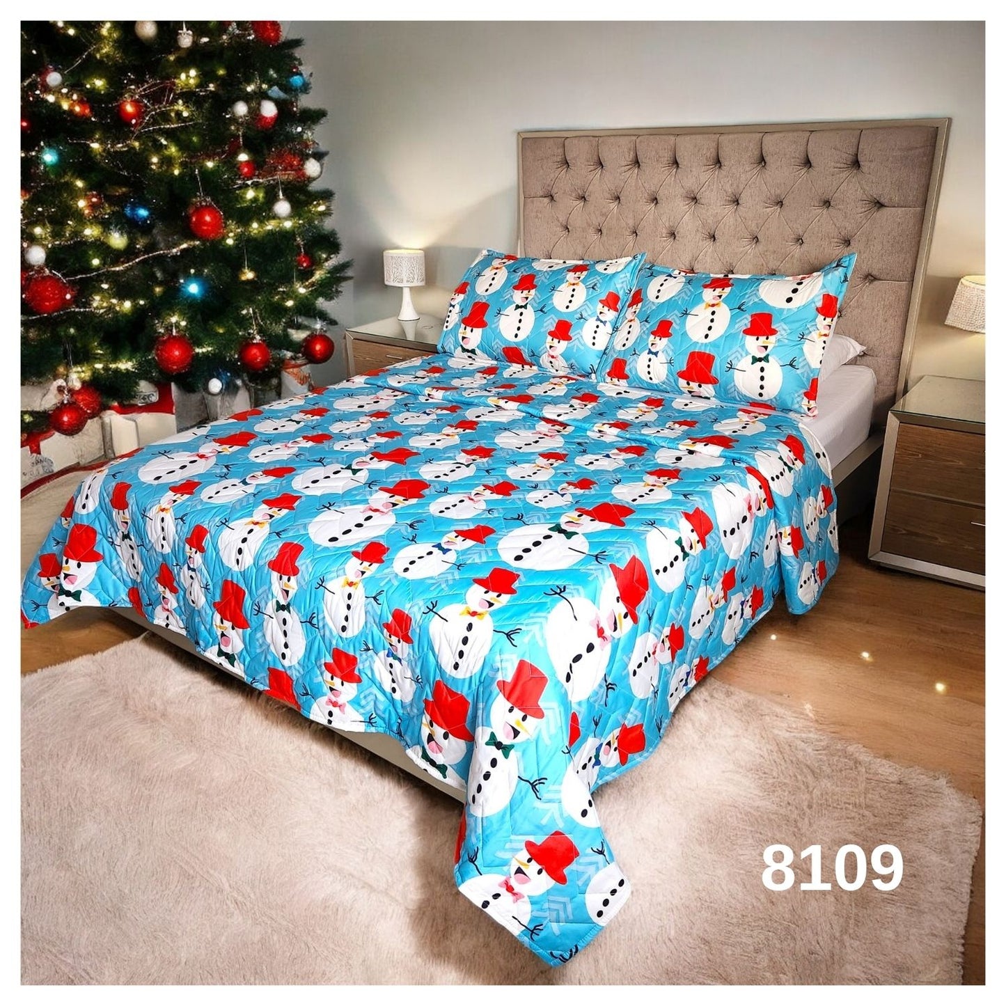 EDREDON PREMIUM NAVIDEÑO CON FUNDAS PARA CAMA DOBLE 140X190