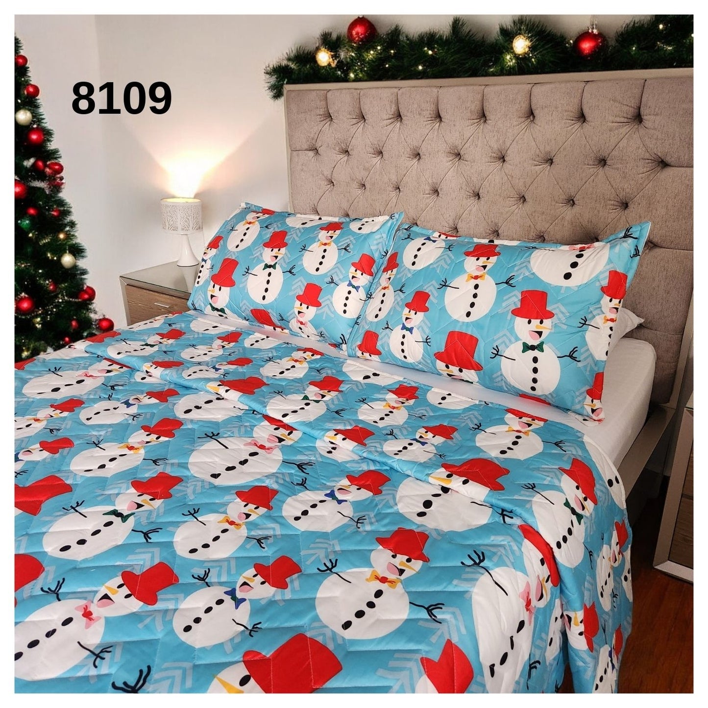 EDREDON PREMIUM NAVIDEÑO CON FUNDAS PARA CAMA DOBLE 140X190