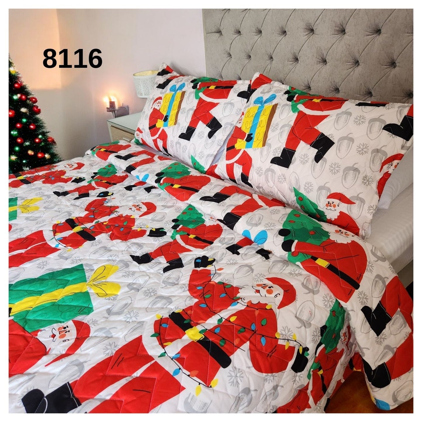 EDREDON PREMIUM NAVIDEÑO CON FUNDAS PARA CAMA DOBLE 140X190