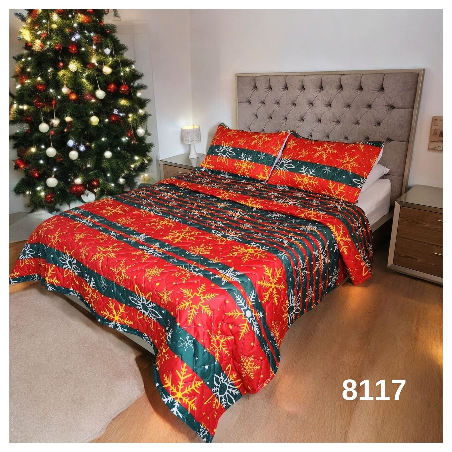 EDREDON PREMIUM NAVIDEÑO CON FUNDAS PARA CAMA DOBLE 140X190