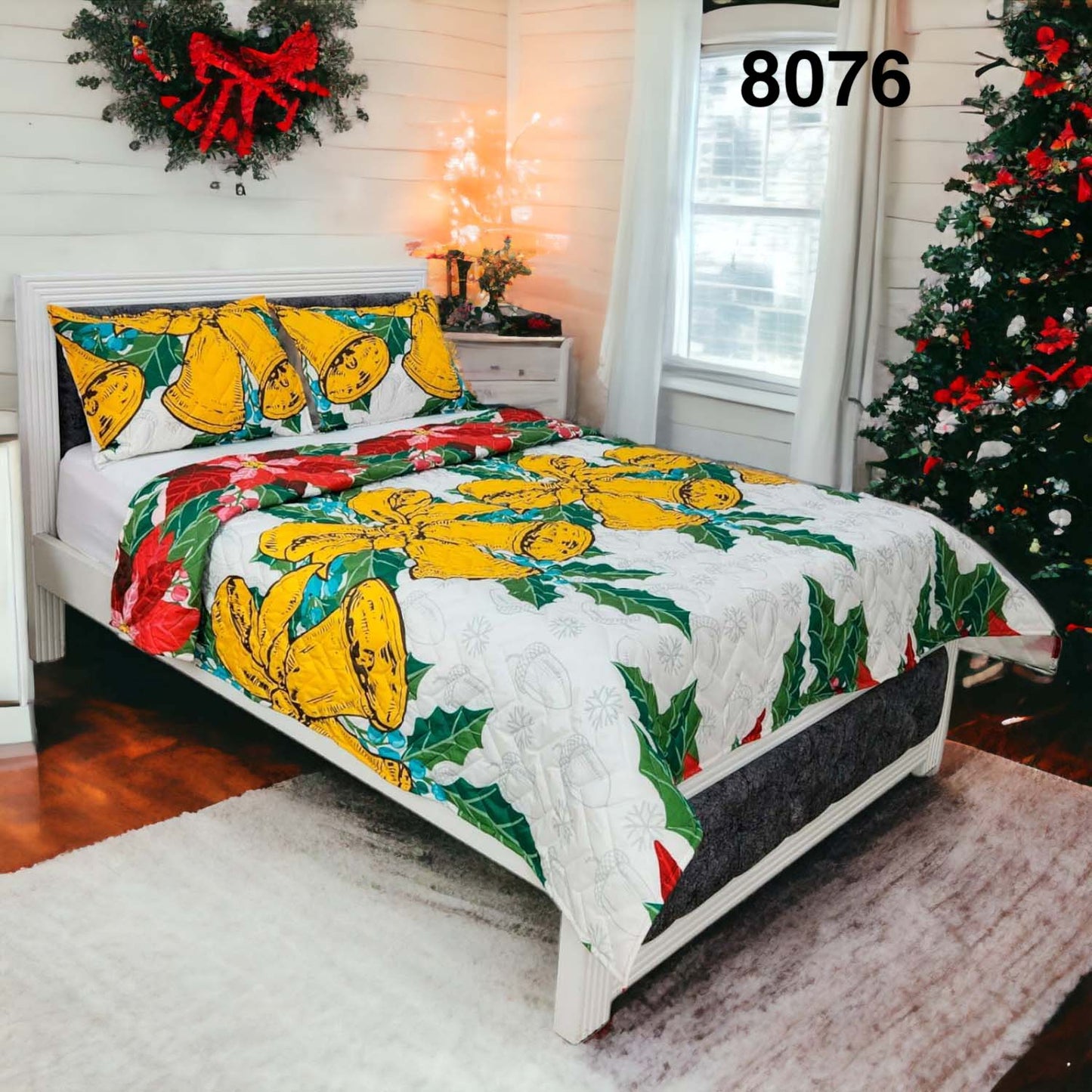 EDREDON PREMIUM NAVIDEÑO CON FUNDAS PARA CAMA DOBLE 140X190