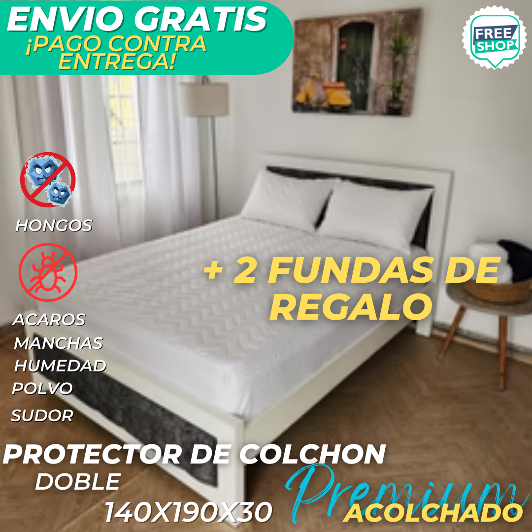 Protector de Colchon Premium con 2 Fundas de Obsequio